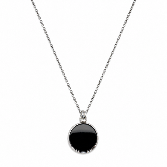 925 Italian silver black stone necklace product image