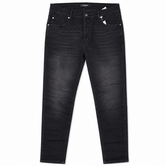 Black Wash Straight Fit Jeans front view