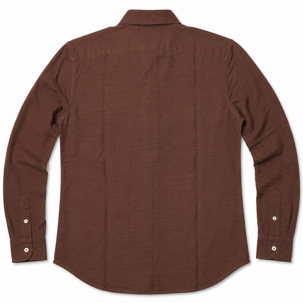 Cocoa linen button-down shirt back view