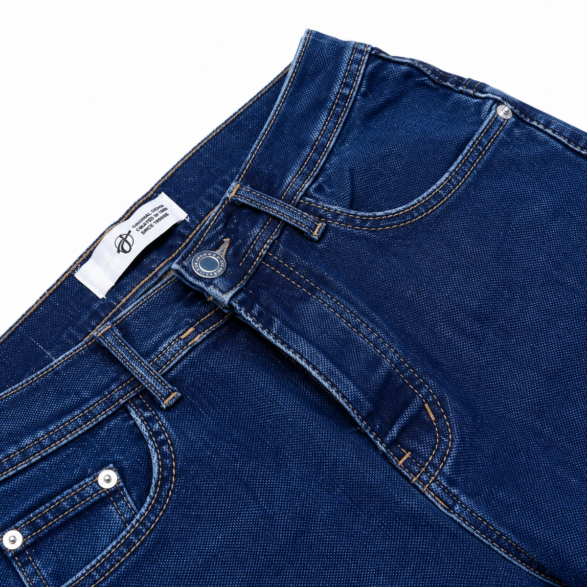 Dark blue jeans fabric and pocket detail