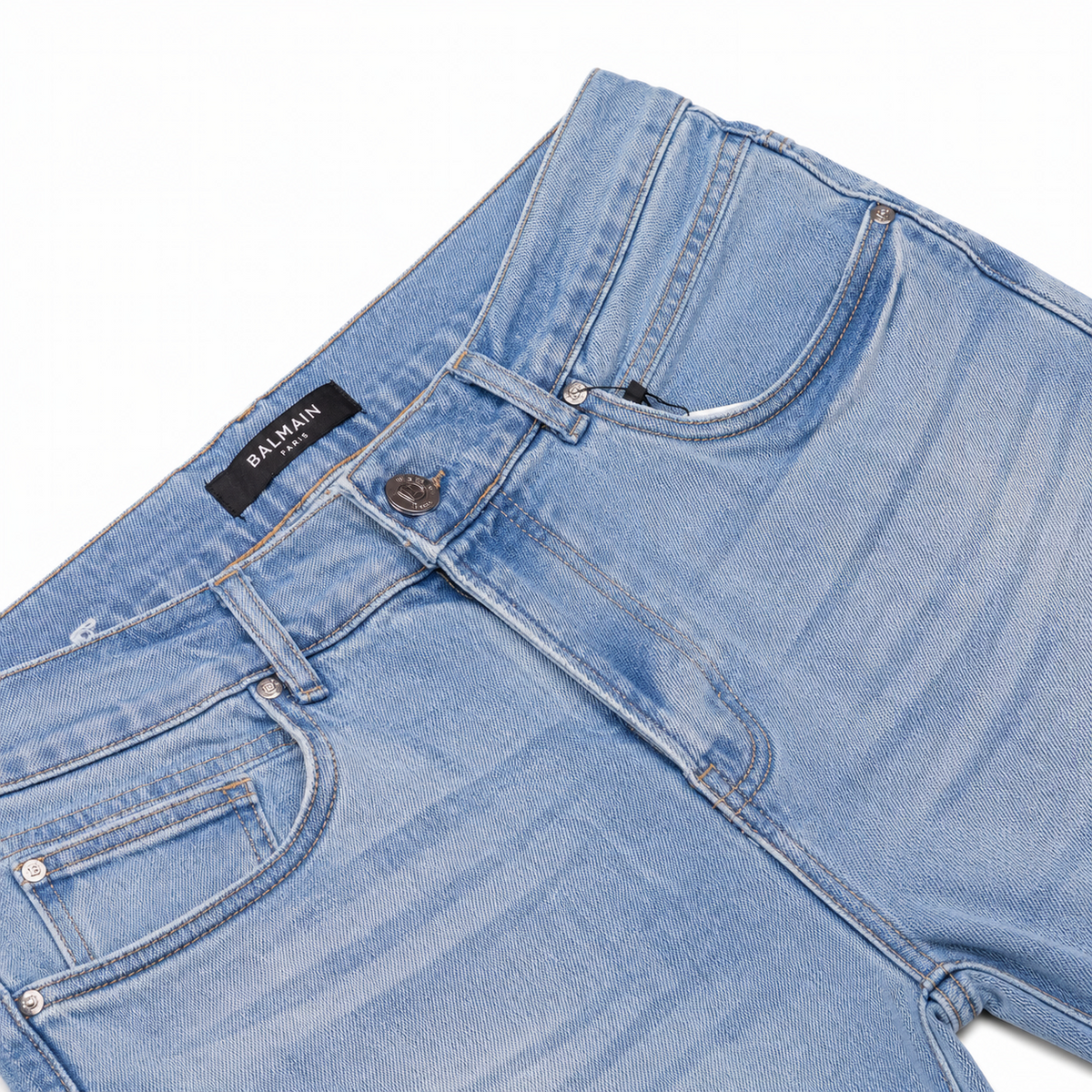 Light Wash Blue Straight Fit Jeans detail