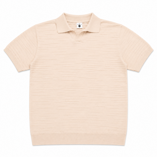 Sand Negroni Textured Knit Polo front view