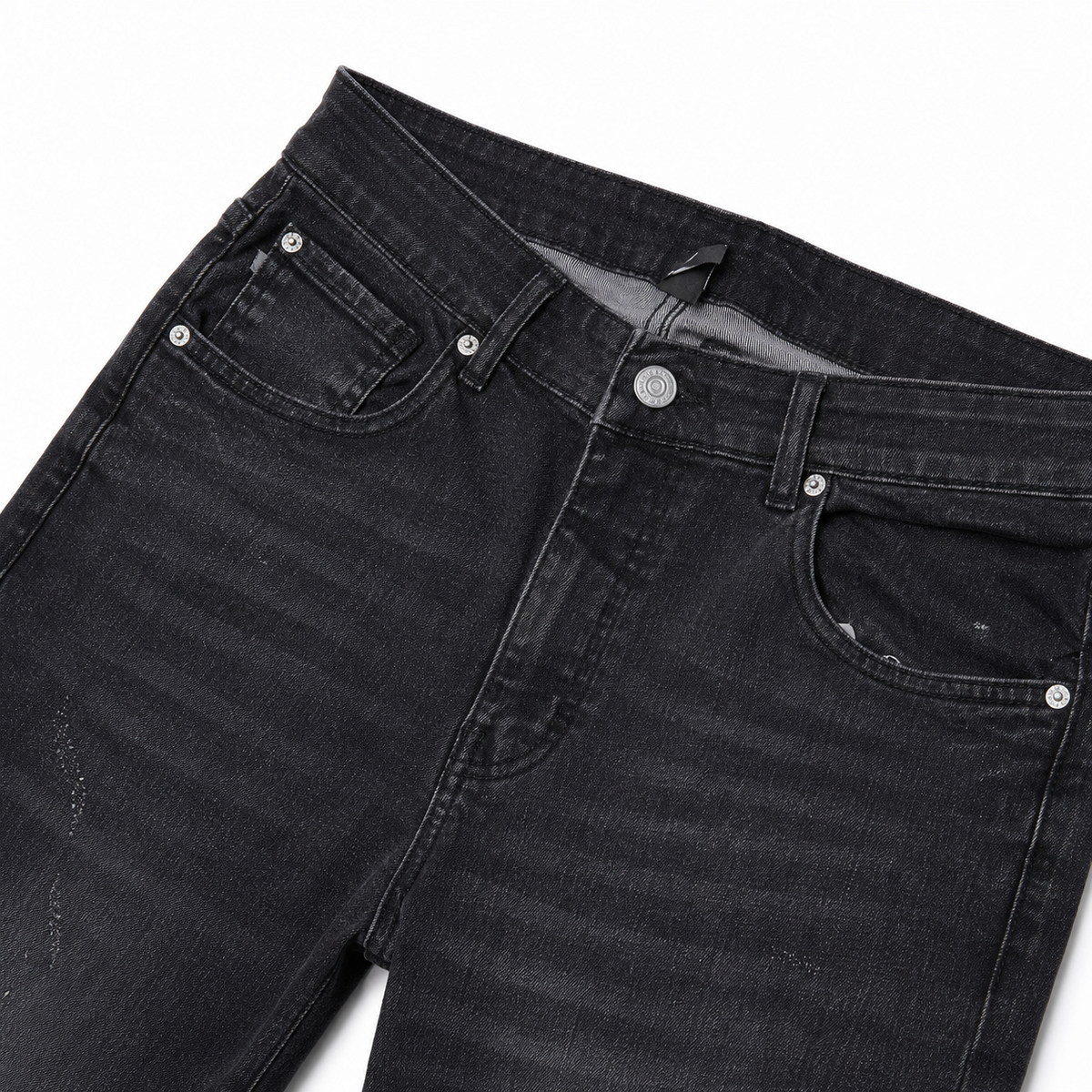 Straight Fit Washed Black Jeans detail