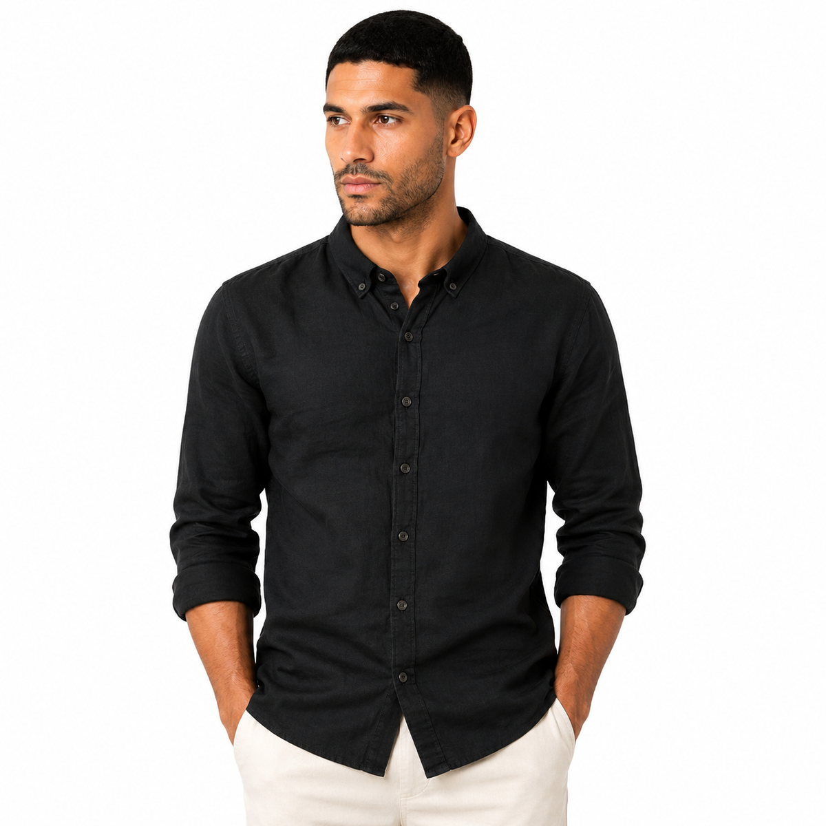 Black Pure Linen Shirt