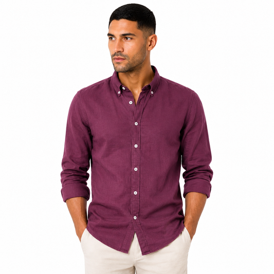 Burgundy Pure Linen Shirt