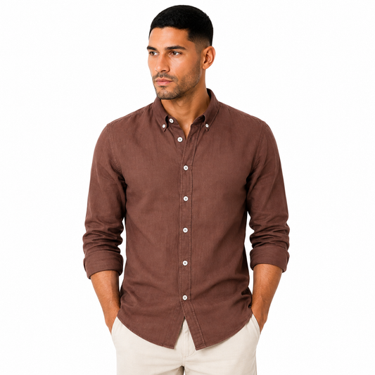 Brown Pure Linen Shirt