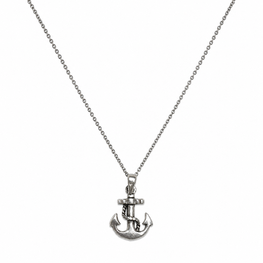 925 Italian silver anchor necklace product view