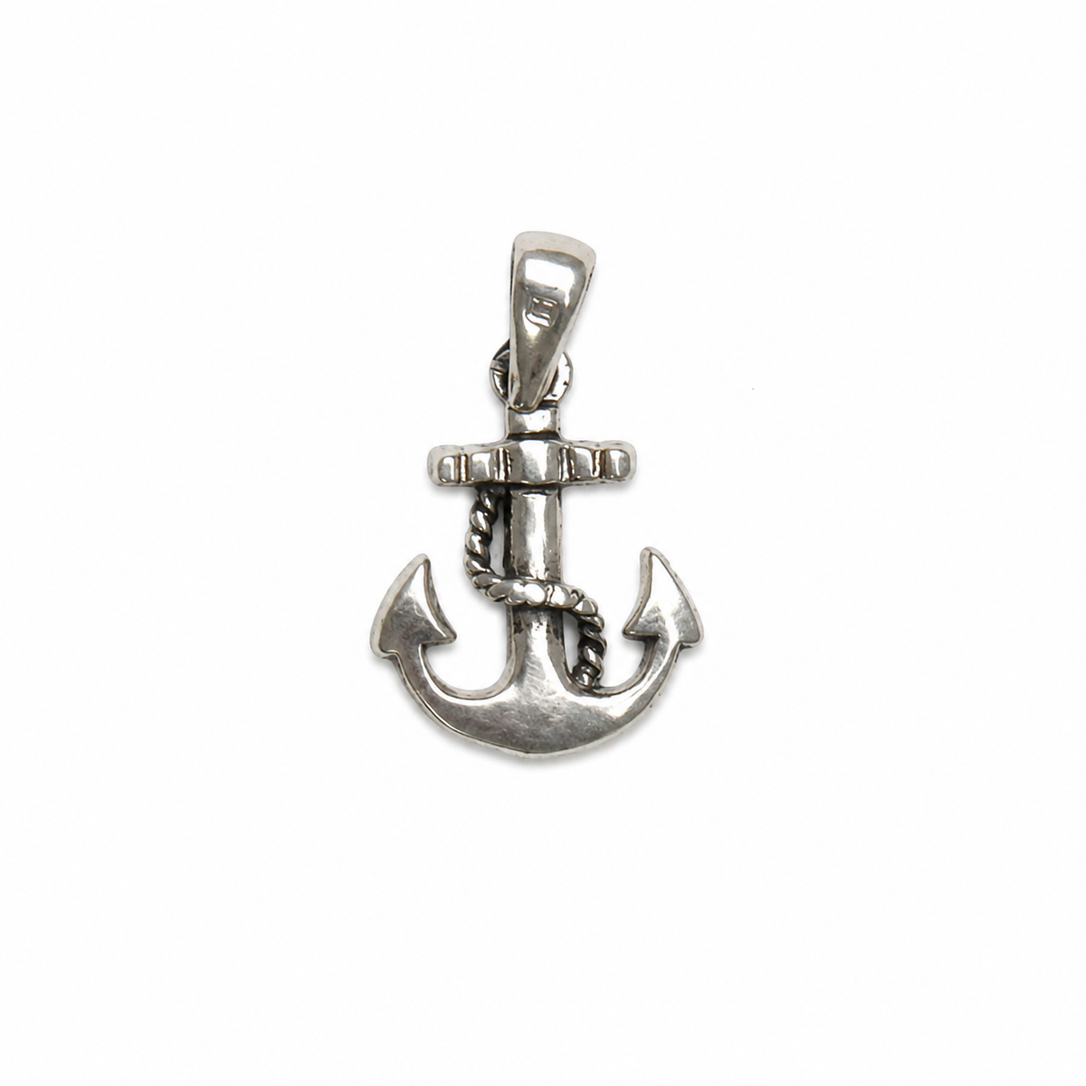 925 Italian silver anchor pendant detail
