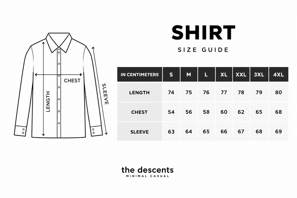 the descents linen shirt size guide