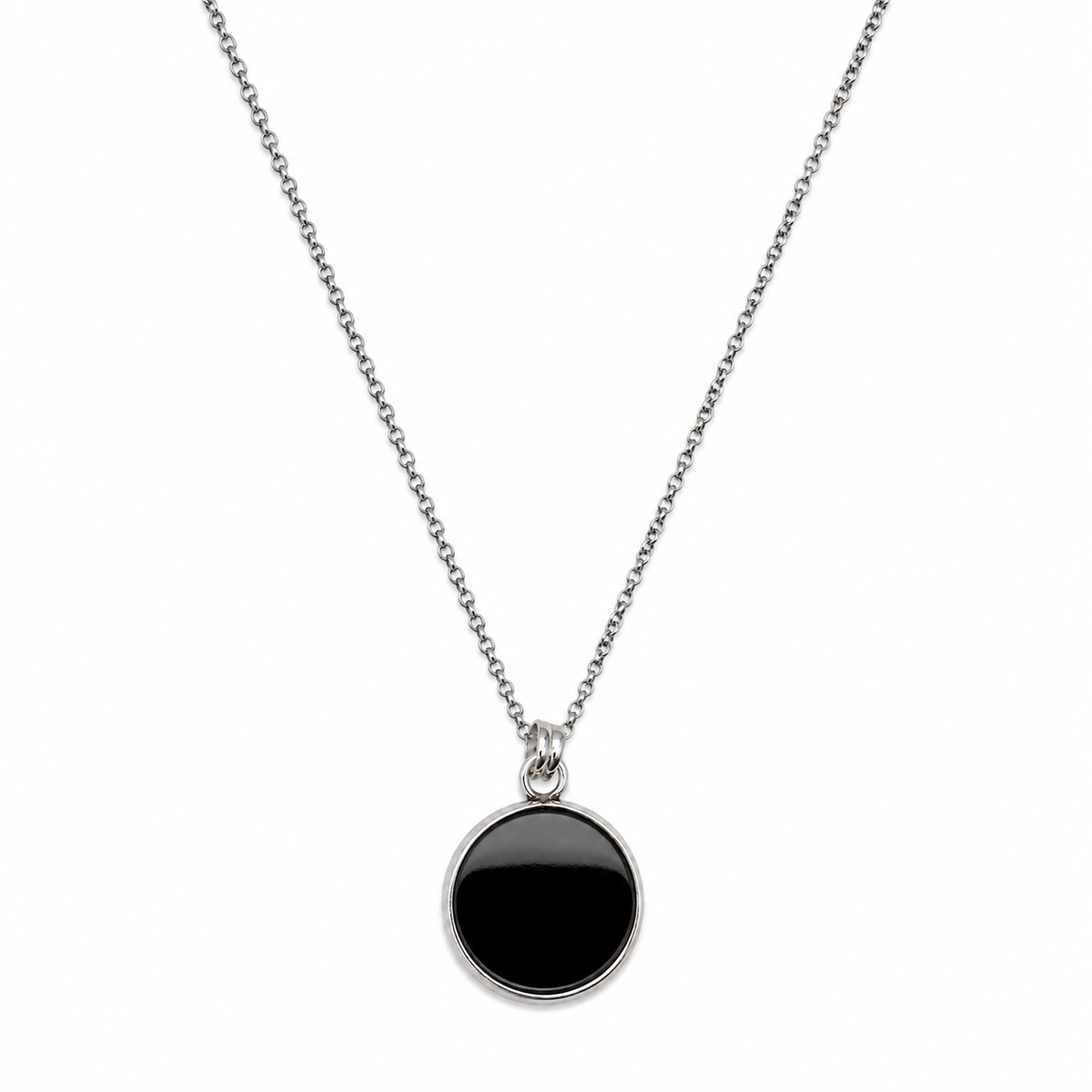 925 Italian silver black stone necklace product image