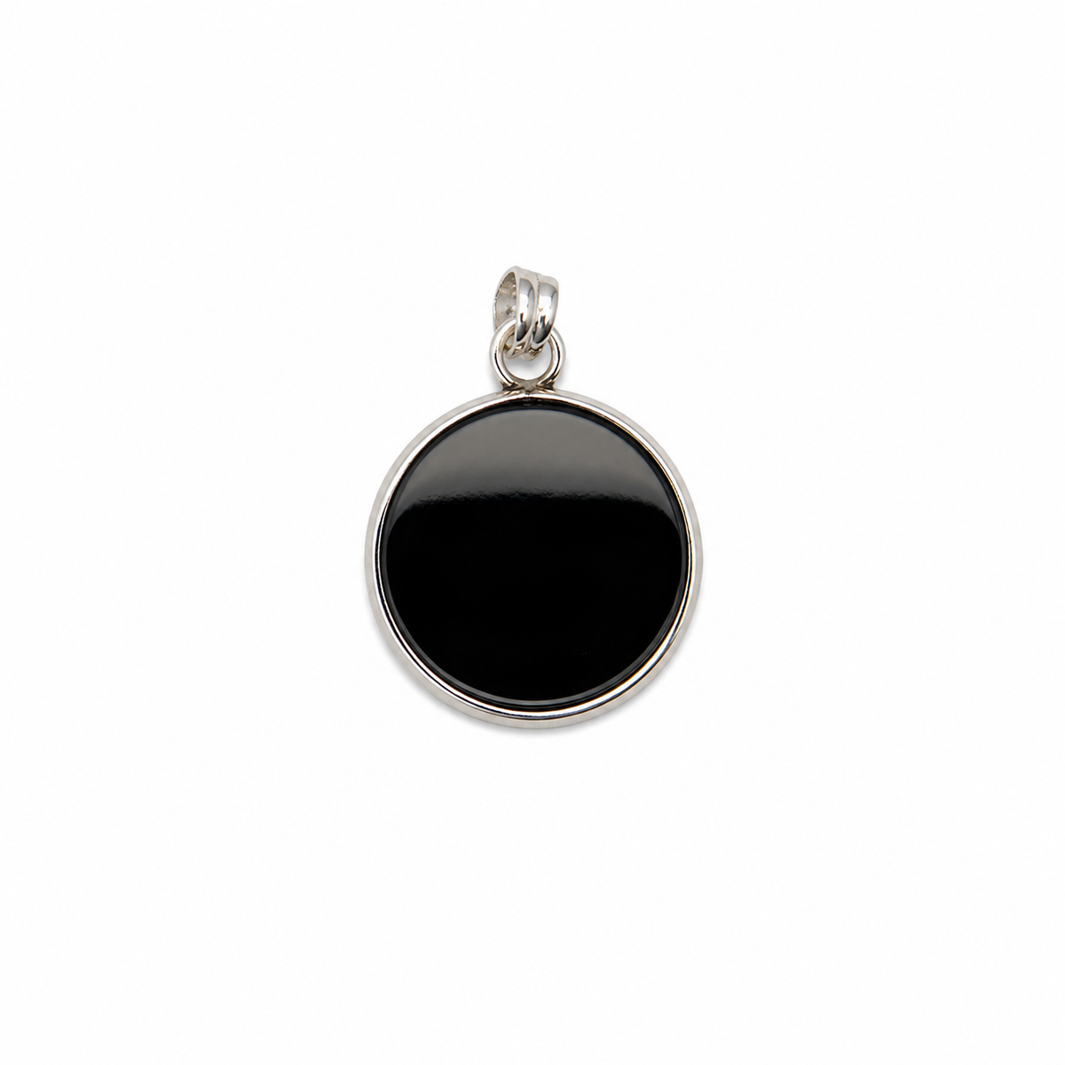 925 Italian silver black stone pendant detail