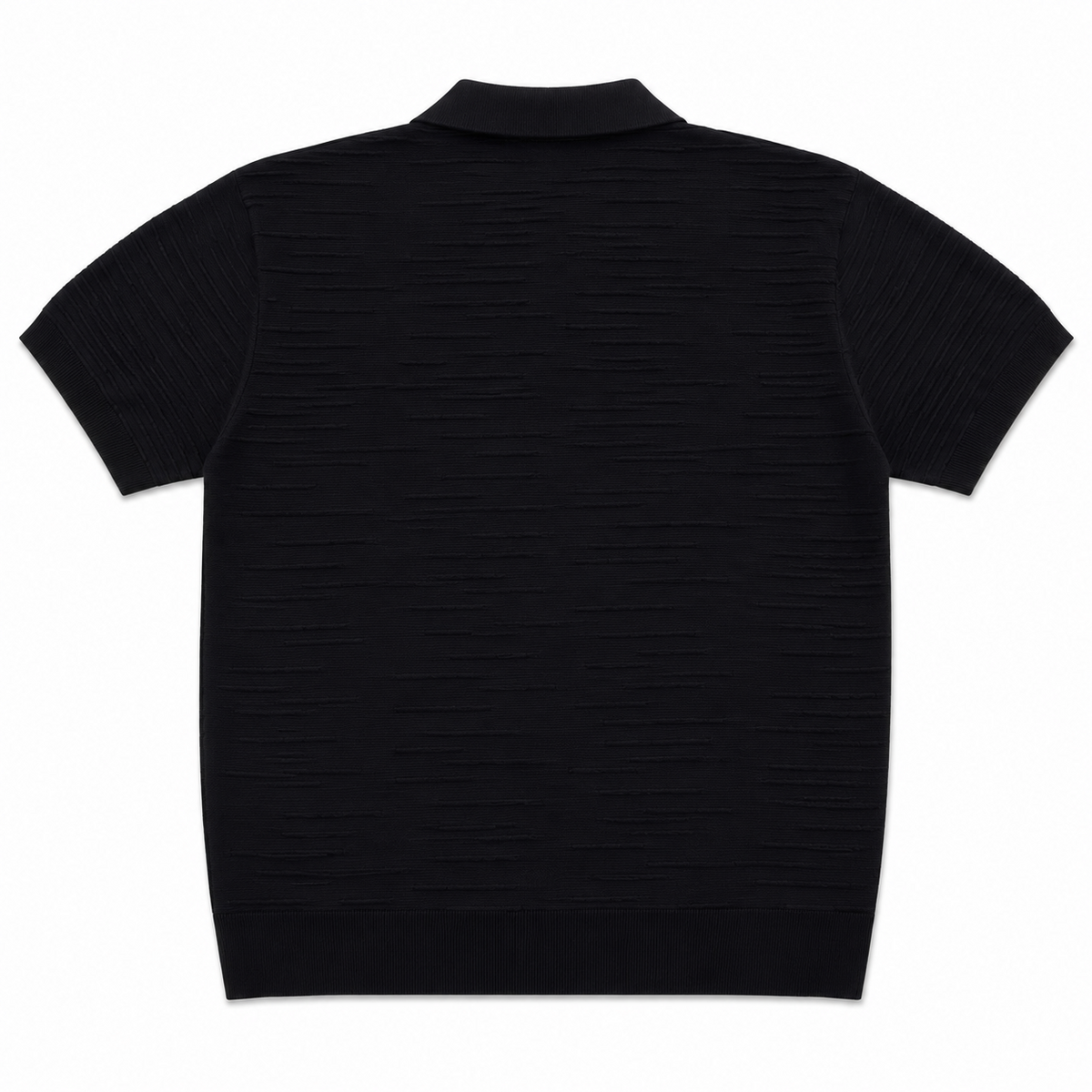 Noir Deck Textured Knit Polo black back view