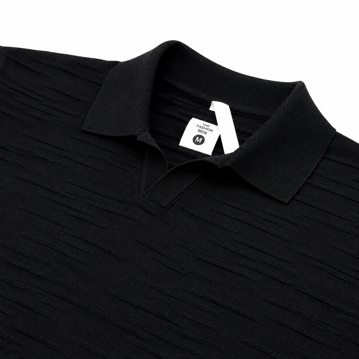 Noir Deck Textured Knit Polo textured fabric and collar detail
