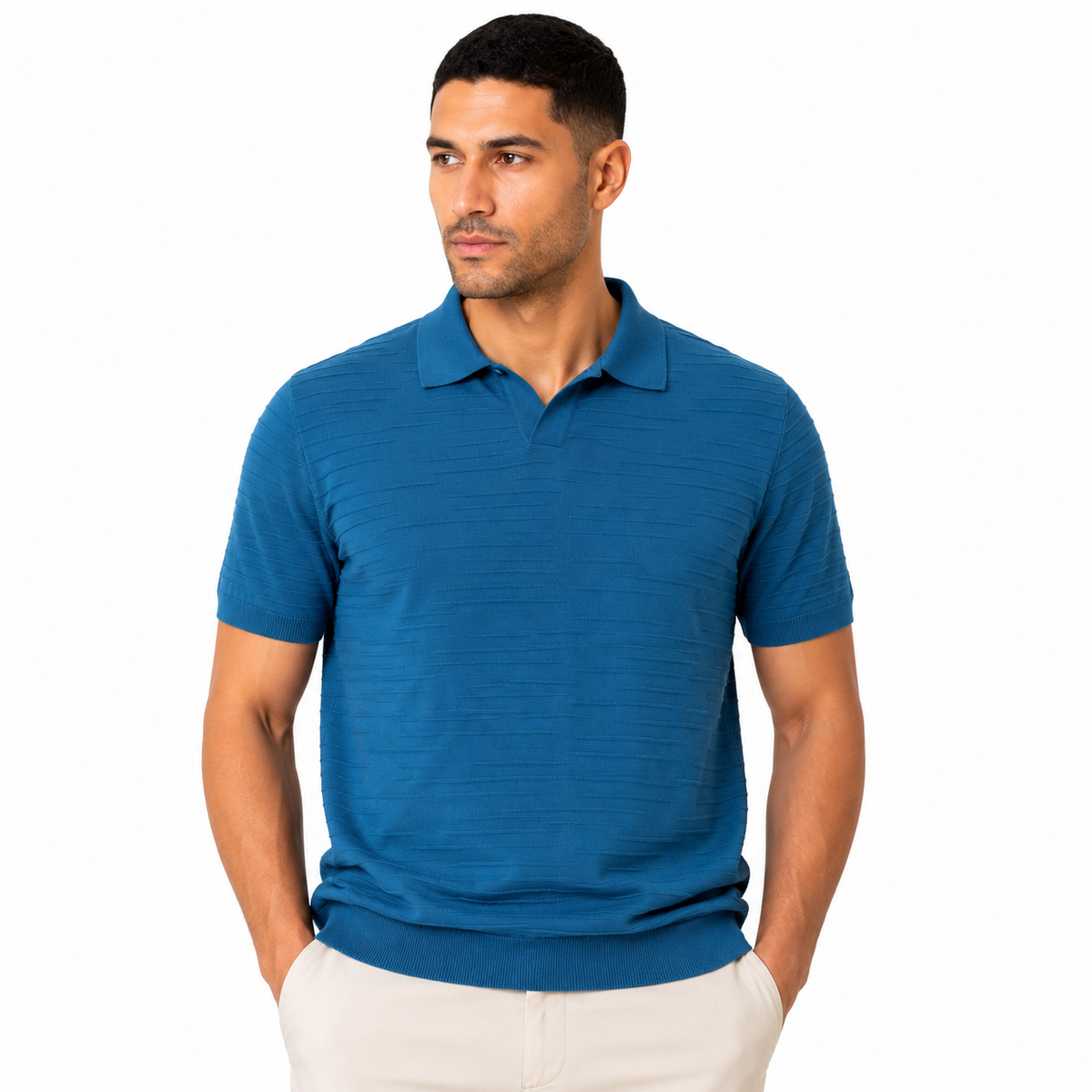 Ocean Negroni Textured Knit Polo back view