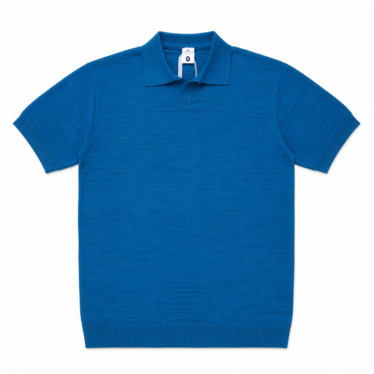 Ocean Negroni Textured Knit Polo worn by model