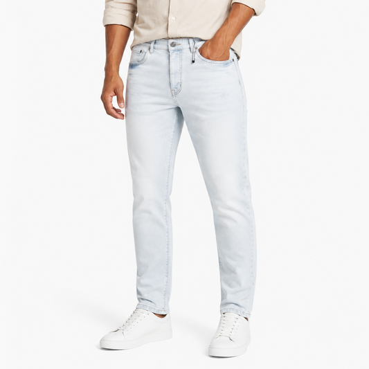 Ice Blue Straight Fit Jeans on model