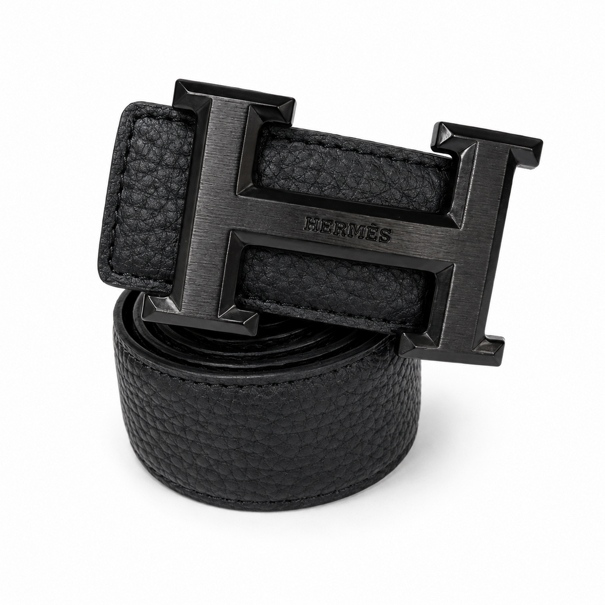 THE DESCENTS Black H Buckle Leather Belt